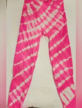 PINK Victoria's Secret Hot Pink & White Seamless Tie-Dye Leggings